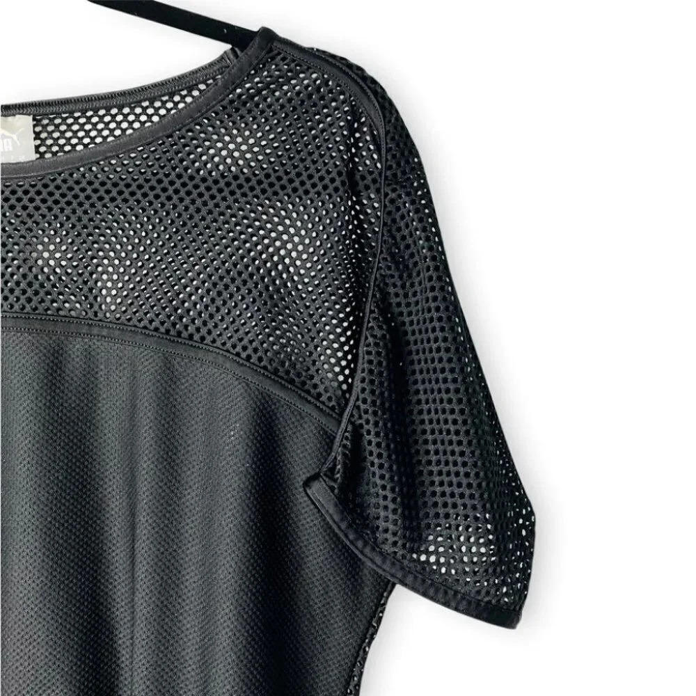 Puma  XS Mesh Sleeve/Back Crop Top Tee Marble Band - Picture 4 of 6